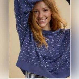Aerie Cropped Navy with light blue Polka Dots Sweatshirt